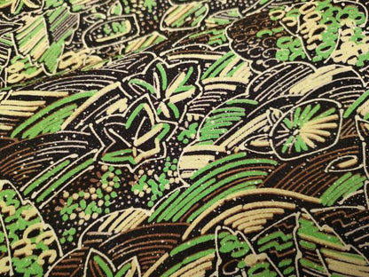 平和屋着物▽上質な小紋　単衣　樹林花文　正絹　逸品　DABG3954du