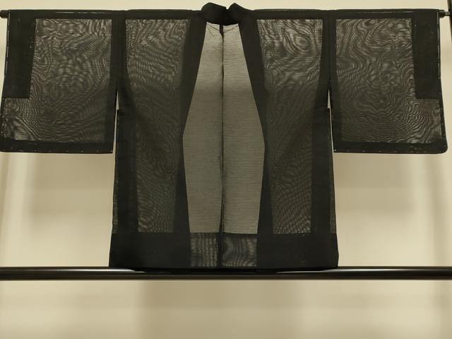 平和屋着物▽羽織　スリーシーズン　春夏秋　塵除け　流水文　黒地　正絹　逸品　DABG3978du
