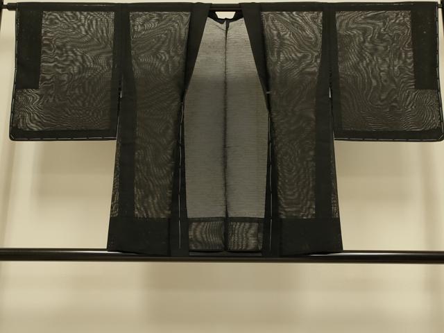 平和屋着物▽羽織　スリーシーズン　春夏秋　塵除け　流水文　黒地　正絹　逸品　DABG3978du