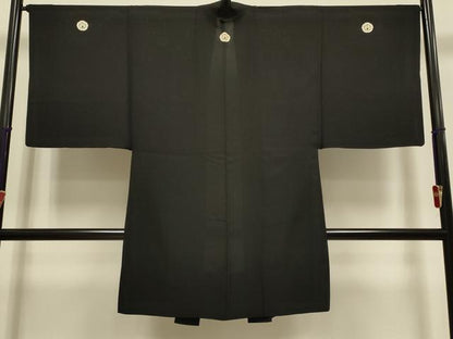平和屋着物▽男性　黒紋付長羽織　スリーシーズン　春夏秋　塵除け　正絹　逸品　DABG3979du