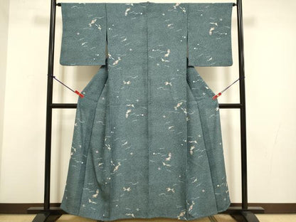 平和屋着物▽小紋　単衣　吹き寄せ花文　洗える着物　DABG3990du