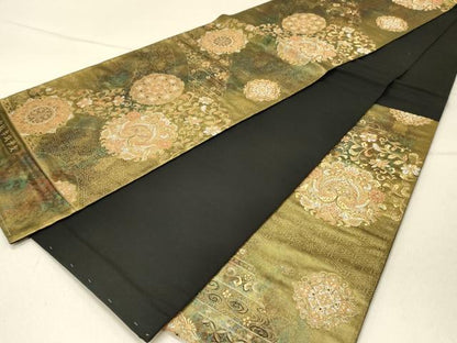 平和屋着物◎六通柄袋帯　唐織　正倉院平成華文　金糸　引箔　正絹　逸品　未使用　DABG4001qp