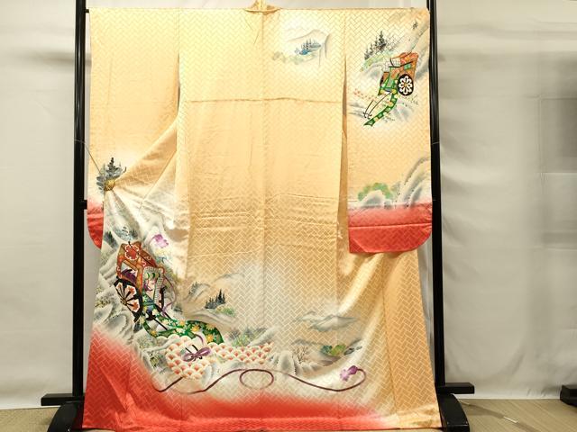 平和屋着物■豪華振袖　御所車花文　暈し染め　金彩　正絹　逸品　DABG4125qp