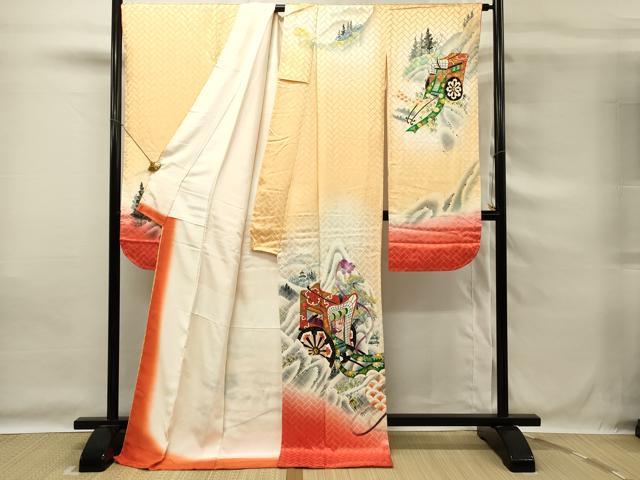 平和屋着物■豪華振袖　御所車花文　暈し染め　金彩　正絹　逸品　DABG4125qp