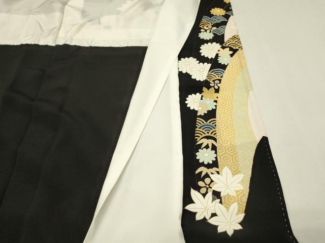 平和屋着物■豪華黒留袖　駒刺繍　立波花松文　金彩　正絹　逸品　DABG4140qp