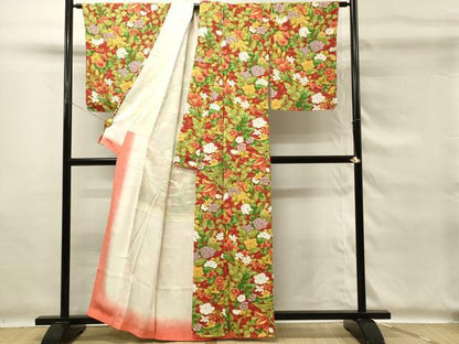 平和屋着物■上質な小紋　草花文　金彩　正絹　逸品　DABG4148qp