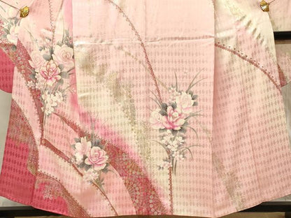 平和屋着物■豪華振袖　駒刺繍　草花文　薔薇　バラ　暈し染め　金銀彩　やまと誂製　正絹　逸品　DABG4151qp