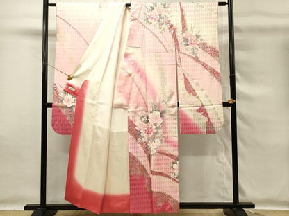 平和屋着物■豪華振袖　駒刺繍　草花文　薔薇　バラ　暈し染め　金銀彩　やまと誂製　正絹　逸品　DABG4151qp