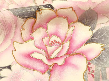 平和屋着物■豪華振袖　駒刺繍　草花文　薔薇　バラ　暈し染め　金銀彩　やまと誂製　正絹　逸品　DABG4151qp