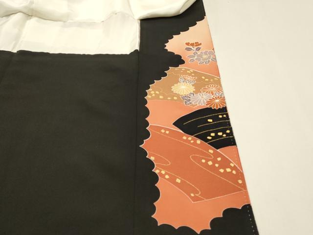 平和屋着物■豪華黒留袖　刺繍　花車文　金銀彩　正絹　逸品　DABG4167qp