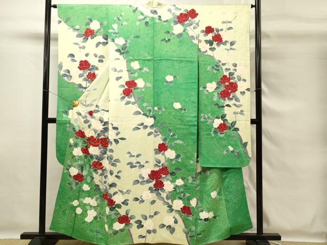 平和屋着物■豪華振袖　駒刺繍　草花文　金彩　正絹　逸品　DABG4173qp