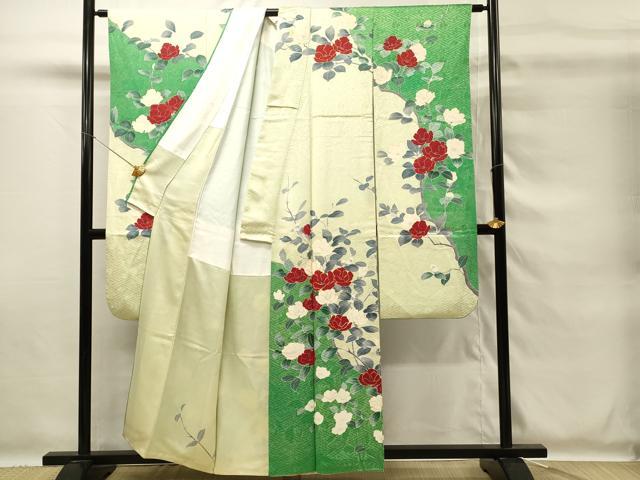平和屋着物■豪華振袖　駒刺繍　草花文　金彩　正絹　逸品　DABG4173qp