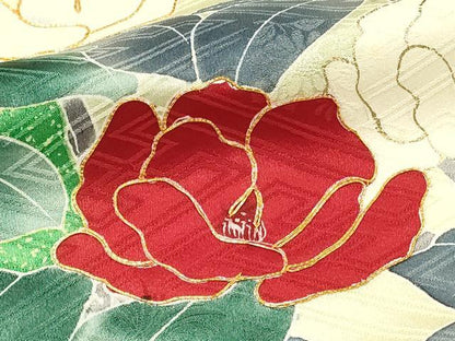 平和屋着物■豪華振袖　駒刺繍　草花文　金彩　正絹　逸品　DABG4173qp