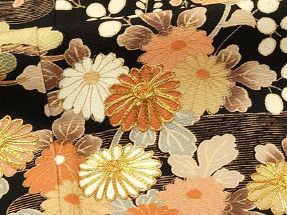平和屋着物■豪華黒留袖　駒刺繍　束ね熨斗花松文　正絹　逸品　DABG4174qp