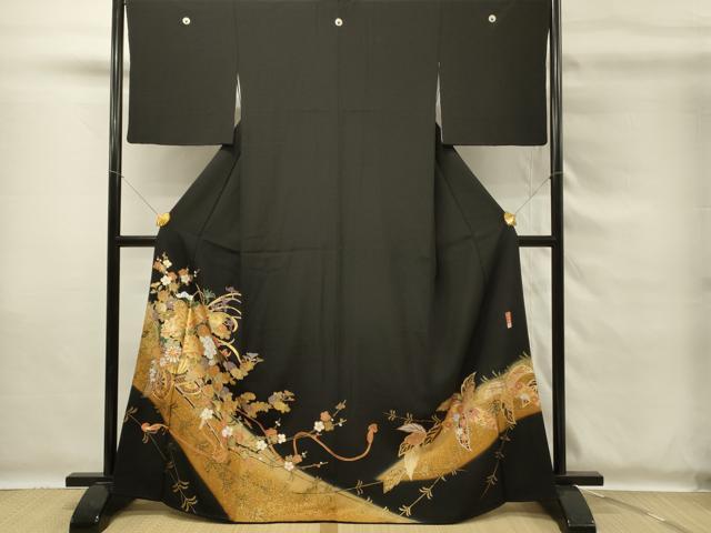 平和屋着物■豪華黒留袖　作家物　駒刺繍　花車文　金彩　正絹　逸品　DABG4176qp