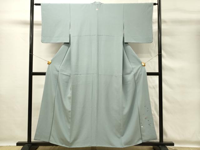 平和屋着物■上質な色無地　作家物　素鼠色　ワンポイント　正絹　逸品　DABG4179qp