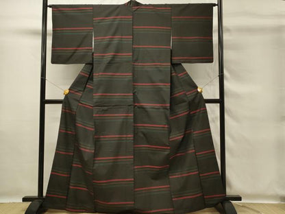 平和屋着物■本場縞大島紬　横段文　正絹　逸品　DABG4182qp