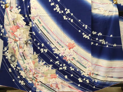 平和屋着物■豪華振袖　駒刺繍　花車文　暈し染め　正絹　逸品　DABG4197qp