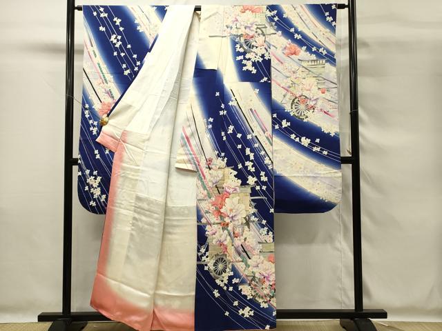 平和屋着物■豪華振袖　駒刺繍　花車文　暈し染め　正絹　逸品　DABG4197qp