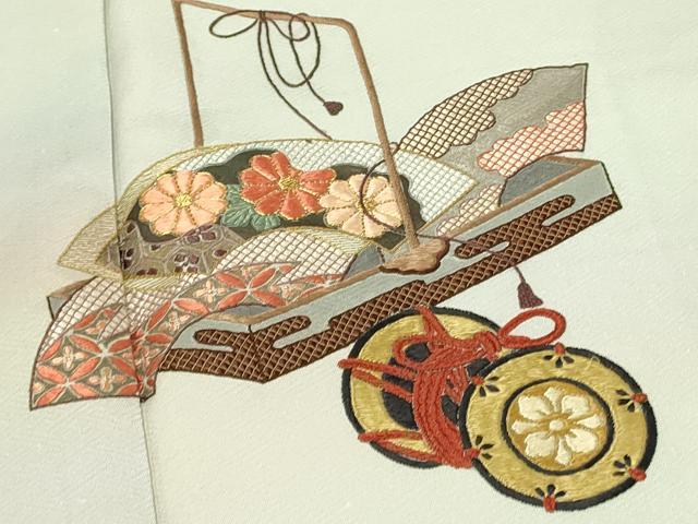 平和屋着物■訪問着　駒刺繍　総刺繍　地紙花鼓文　暈し染め　正絹　逸品　DABG4206qp