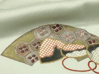 平和屋着物■訪問着　駒刺繍　総刺繍　地紙花鼓文　暈し染め　正絹　逸品　DABG4206qp