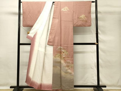 平和屋着物■訪問着　刺繍　重ね山花文　暈し染め　金彩　正絹　逸品　DABG4222qp