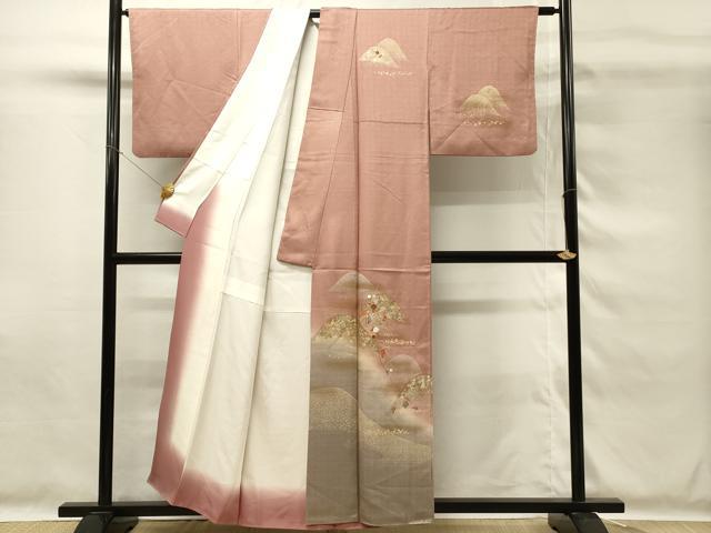 平和屋着物■訪問着　刺繍　重ね山花文　暈し染め　金彩　正絹　逸品　DABG4222qp