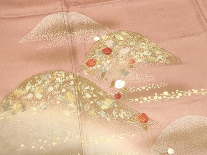 平和屋着物■訪問着　刺繍　重ね山花文　暈し染め　金彩　正絹　逸品　DABG4222qp