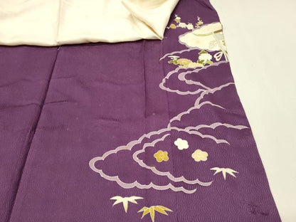 平和屋着物■豪華色留袖　駒刺繍　几帳風景花文　金彩　正絹　逸品　DABG4228qp