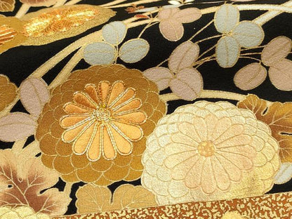 平和屋着物■豪華黒留袖　駒刺繍　菊　霞文　金彩　正絹　逸品　DABG4236qp
