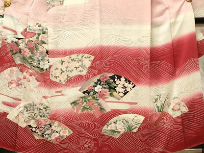 平和屋着物■豪華振袖　駒刺繍　型染め　地紙花鳥文　牡丹　暈し染め　金彩　正絹　逸品　DABG4245qp