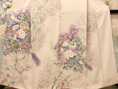 平和屋着物■豪華振袖　駒刺繍　花車文　牡丹　暈し染め　銀彩　正絹　逸品　DABG4249qp