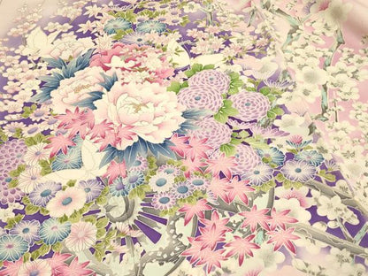 平和屋着物■豪華振袖　駒刺繍　花車文　牡丹　暈し染め　銀彩　正絹　逸品　DABG4249qp