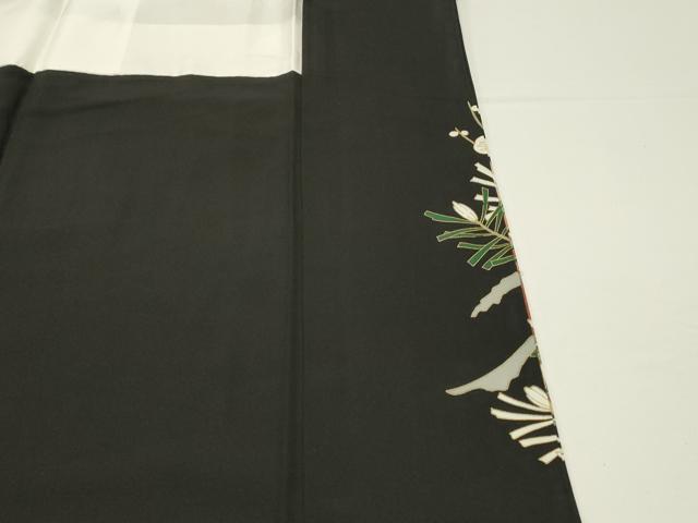 平和屋着物■豪華黒留袖　駒刺繍　万寿染　群鶴　枝松　暈し染め　金彩　正絹　逸品　DABG4265qp