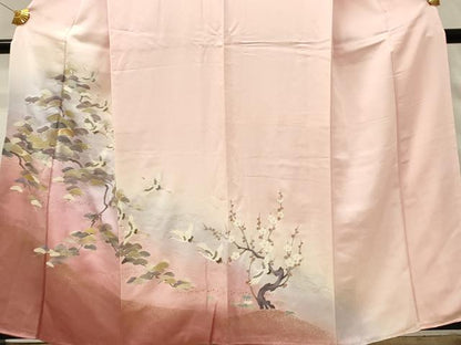 平和屋着物■訪問着　飛鶴松文　松竹梅　暈し染め　金銀彩　正絹　逸品　DABG4274qp