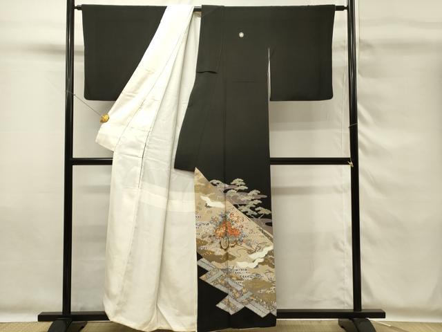 平和屋着物■豪華黒留袖　刺繍　飛鶴花車文　松竹梅　金彩　正絹　逸品　DABG4280qp