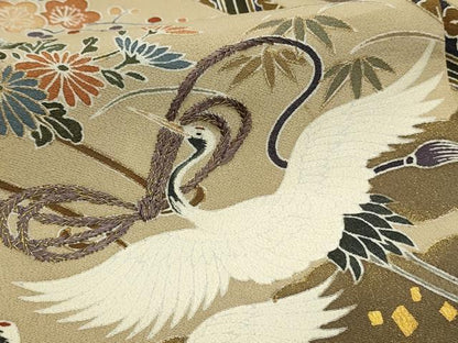 平和屋着物■豪華黒留袖　刺繍　飛鶴花車文　松竹梅　金彩　正絹　逸品　DABG4280qp
