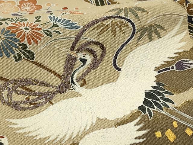 平和屋着物■豪華黒留袖　刺繍　飛鶴花車文　松竹梅　金彩　正絹　逸品　DABG4280qp