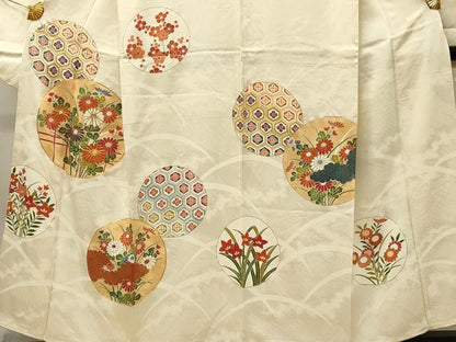 平和屋着物■小振袖　二尺袖　駒刺繍　花丸文　菊　金彩　正絹　逸品　DABG4294qp