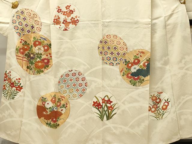 平和屋着物■小振袖　二尺袖　駒刺繍　花丸文　菊　金彩　正絹　逸品　DABG4294qp