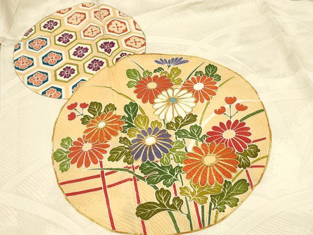平和屋着物■小振袖　二尺袖　駒刺繍　花丸文　菊　金彩　正絹　逸品　DABG4294qp