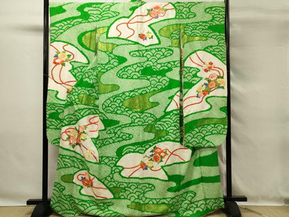 平和屋着物■豪華振袖　駒刺繍　総絞り　草花文　金糸　正絹　逸品　DABG4299qp