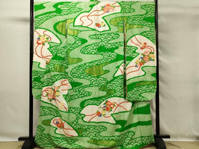 平和屋着物■豪華振袖　駒刺繍　総絞り　草花文　金糸　正絹　逸品　DABG4299qp