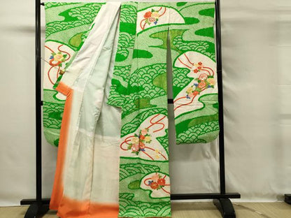 平和屋着物■豪華振袖　駒刺繍　総絞り　草花文　金糸　正絹　逸品　DABG4299qp