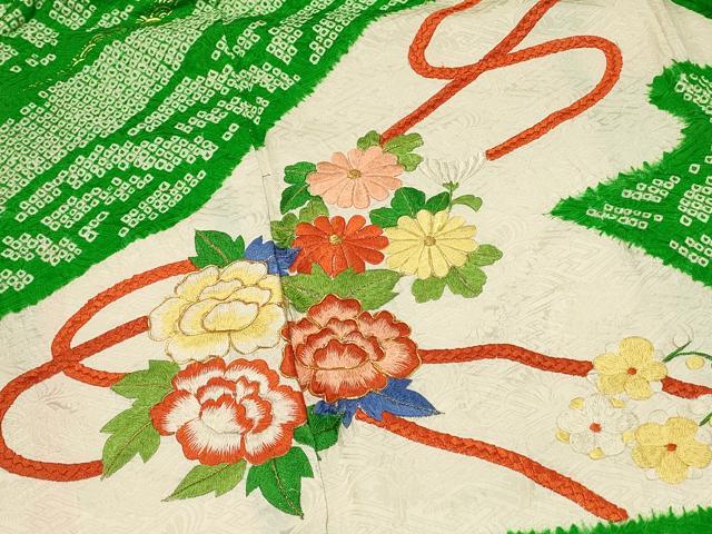 平和屋着物■豪華振袖　駒刺繍　総絞り　草花文　金糸　正絹　逸品　DABG4299qp