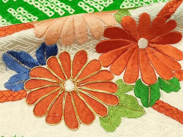 平和屋着物■豪華振袖　駒刺繍　総絞り　草花文　金糸　正絹　逸品　DABG4299qp