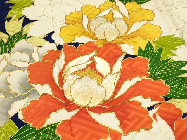 平和屋着物■豪華振袖　駒刺繍　牡丹　金彩　正絹　逸品　DABG4302qp