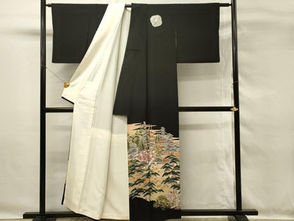 平和屋着物■豪華黒留袖　作家物　風景花松文　やまと誂製　正絹　逸品　未使用　DABG4303qp