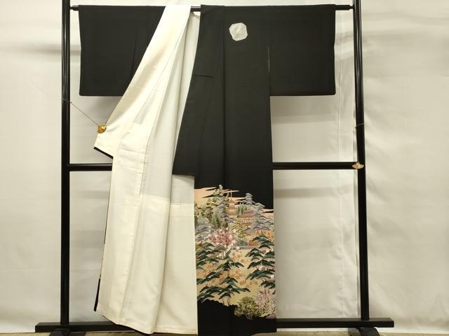 平和屋着物■豪華黒留袖　作家物　風景花松文　やまと誂製　正絹　逸品　未使用　DABG4303qp