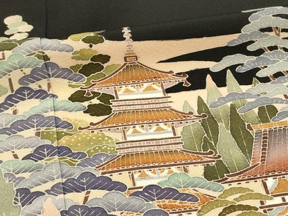 平和屋着物■豪華黒留袖　作家物　風景花松文　やまと誂製　正絹　逸品　未使用　DABG4303qp